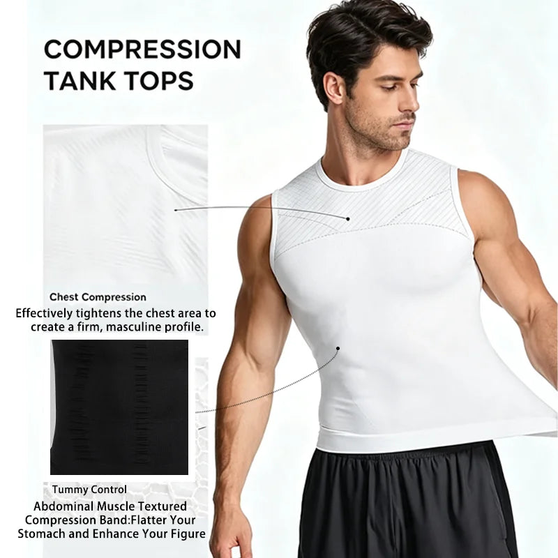 Men's High Neck Tummy Control Compression Tank Top