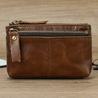 Mini Coin Purse Genuine Leather Real Cowhide Small Wallet with Key Ring - VacationGrabs