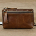 Mini Coin Purse Genuine Leather Real Cowhide Small Wallet with Key Ring - VacationGrabs