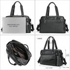 Men's Business Briefcase Leather Travel Tote Bag - VacationGrabs