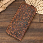 Men's Zip Long Wallet Natural Cowhide for Cards, Cash & Phone - VacationGrabs