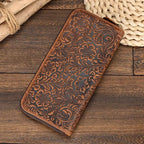 Men's Zip Long Wallet Natural Cowhide for Cards, Cash & Phone - VacationGrabs
