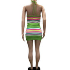 Two Piece Womens Halter Crop Top + Matching Skirt Set - VacationGrabs