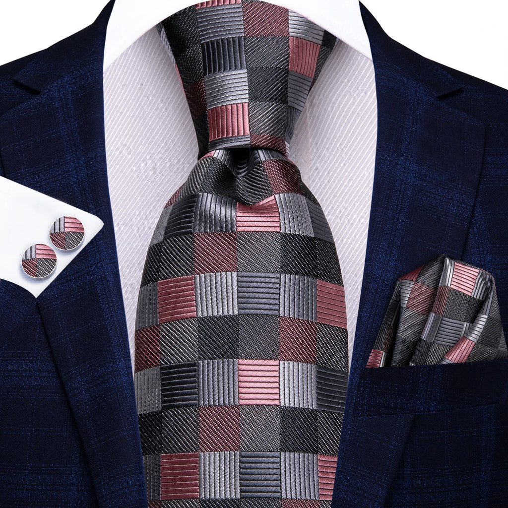 Men's checkered tie in red and black, ideal for formal wear, how to tie mens tie