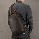 Large Size Leather Chest Bag for Men Crossbody Outdoor Sling - VacationGrabs