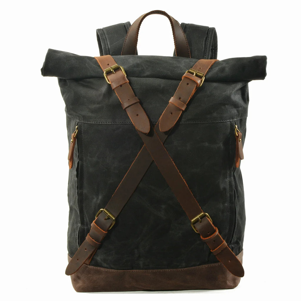 Vintage Oil Wax Canvas Travel Backpack, 20-35L Unisex Daypack