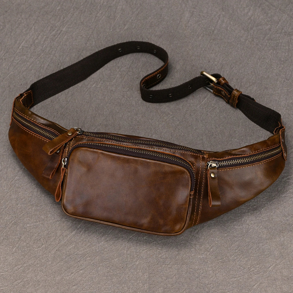 Men's Genuine Leather Waist Pack & Chest Bag