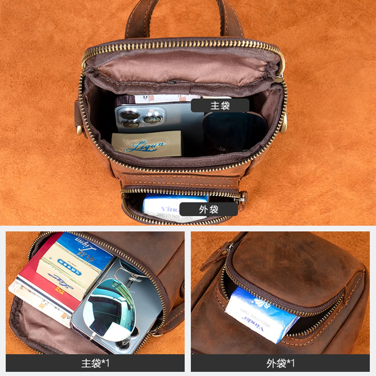 Men's Large Capacity Crossbody Bag Shoulder Messenger Bag Durable Casual Sling Backpack