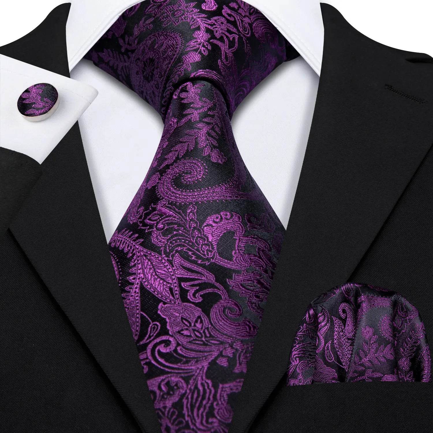 Floral Jacquard Silk Tie Set for Men - VacationGrabs