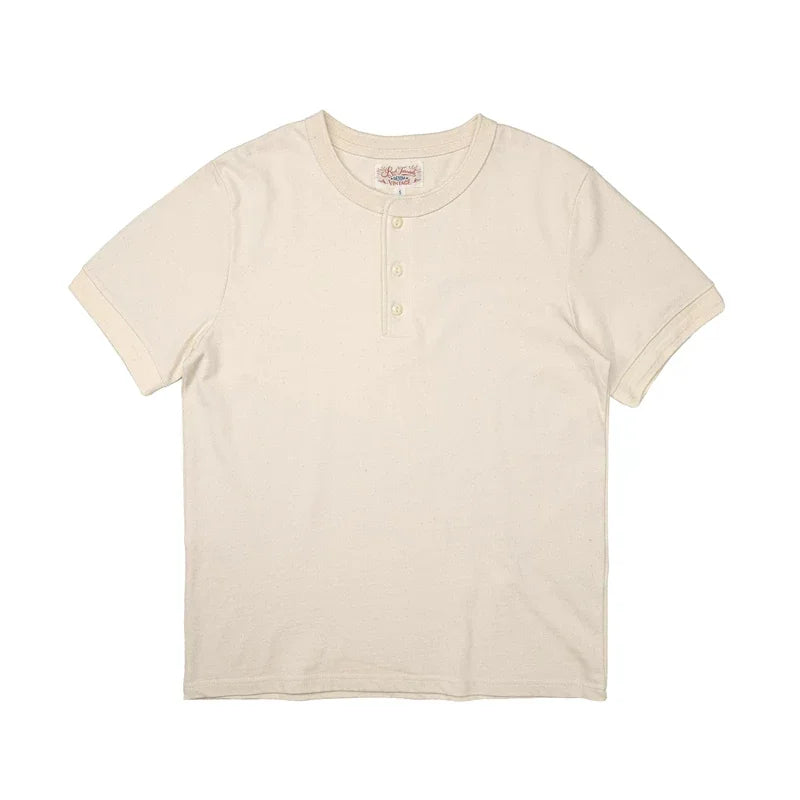 Red Tornado Short Sleeve Henley T-Shirt Heavyweight Cotton Every Day Tee Amekaji