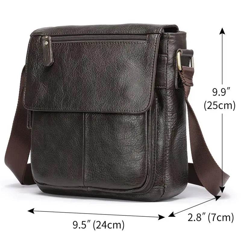 Genuine Leather Men's Shoulder Bag – High Quality Cowhide Crossbody - VacationGrabs