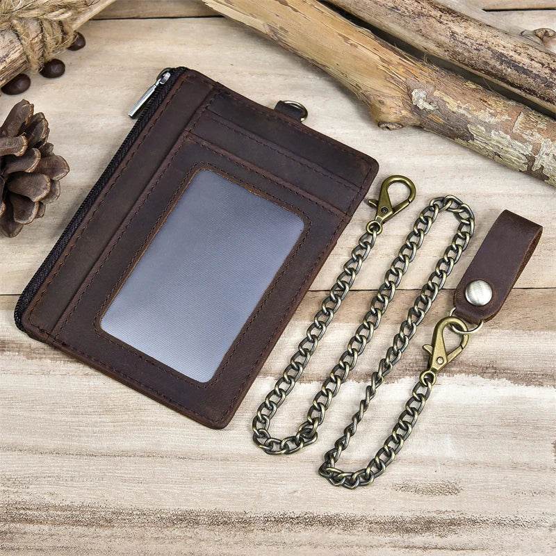 Genuine Leather Mini Coin Purse Wallet for Men & Women with Zipper and Key Chains - VacationGrabs