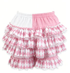 VacationGrabs Lolita Women Bloomers Shorts Color Block Patchwork Ruffle Lace Elastic Waist Pumpkin Pantalettes Sweet Cosplay Bottoms
