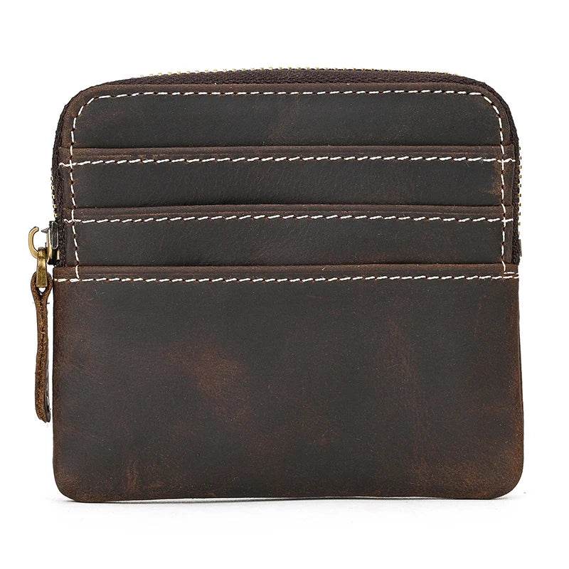 Mini Coin Purse Wallet Genuine Leather for Men & Women Zippered - VacationGrabs