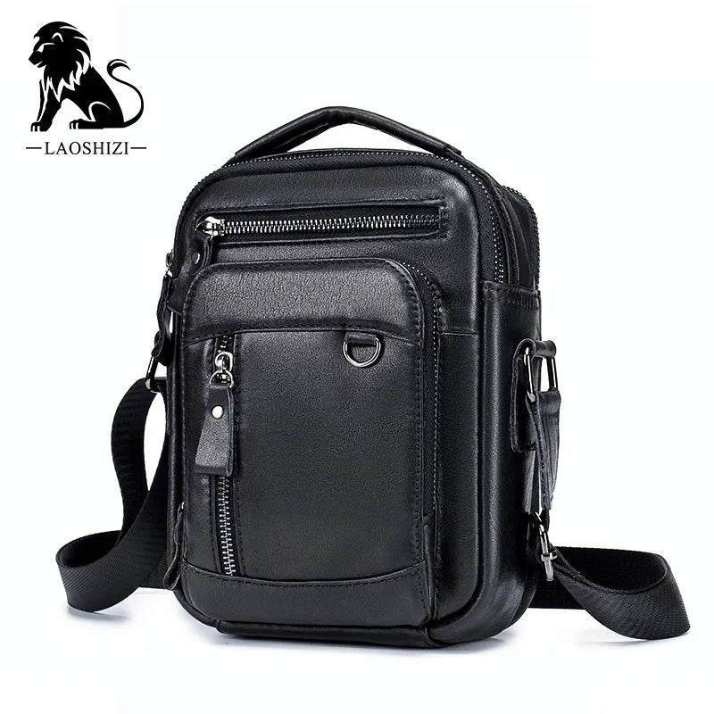 Bandolera de pecho de cuero impermeable informal de cuero auténtico para hombre