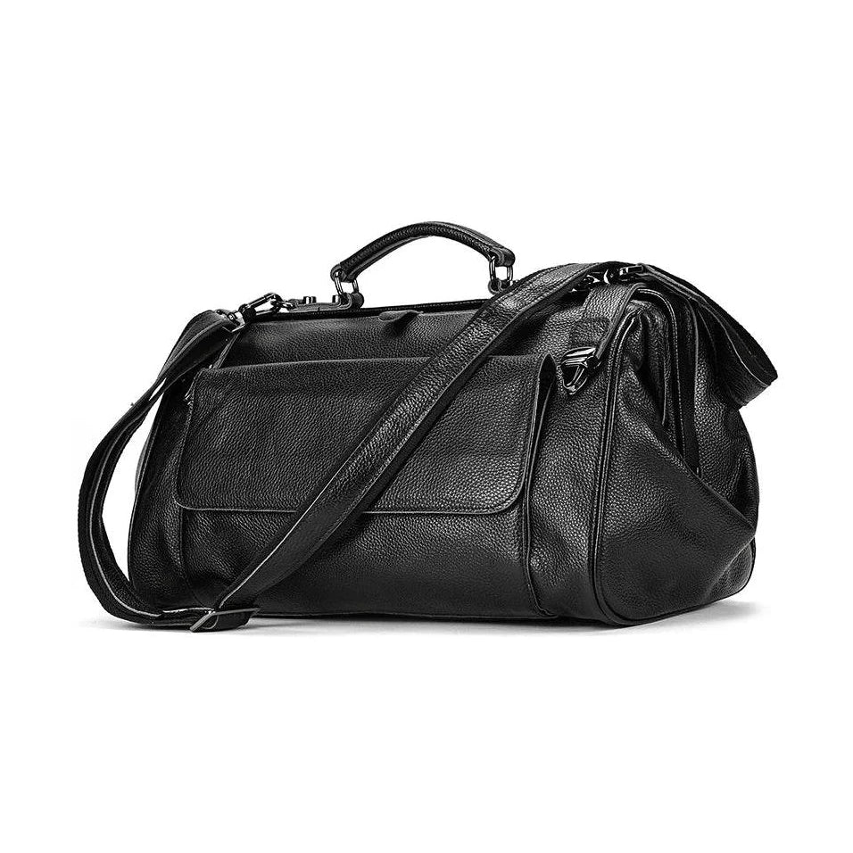 Top Grade Black Coffee Genuine Leather Travel Bag Anti-Theft Design - VacationGrabs