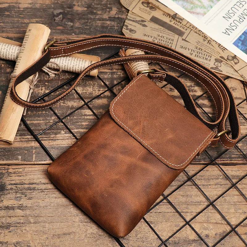 Genuine Leather Cellphone Pouch Crossbody Bag for Men & Women - VacationGrabs