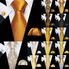 Gold & Beige Silk Tie Set for Men - VacationGrabs