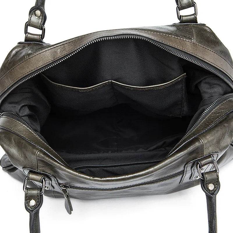 Soft Cowhide Leather Duffle Bag Large Capacity Men’s Weekend Bag - VacationGrabs