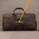 Custom Name Leather Duffel Bag Men’s Weekender Travel Bag - VacationGrabs