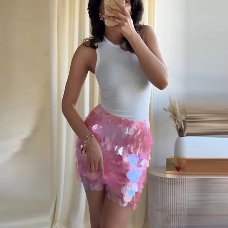 Chic Two-Piece Glitter Resort Outfit - Chic Vacation Wear
