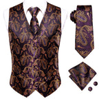 Purple paisley necktie set, silk, perfect for formal events, necktie how to tie
