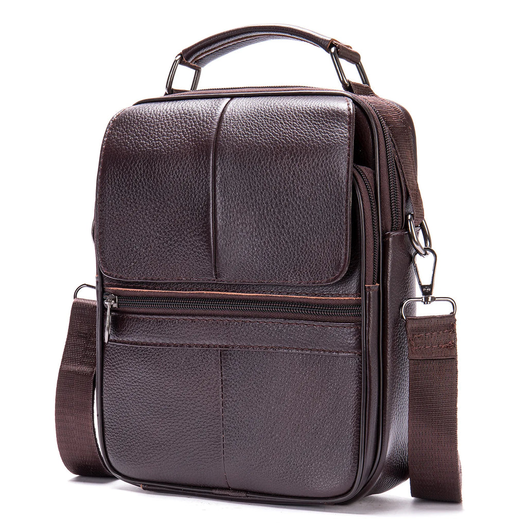 Bolso de hombro de 7.9" para iPad de hombre, bandolera de cuero suave