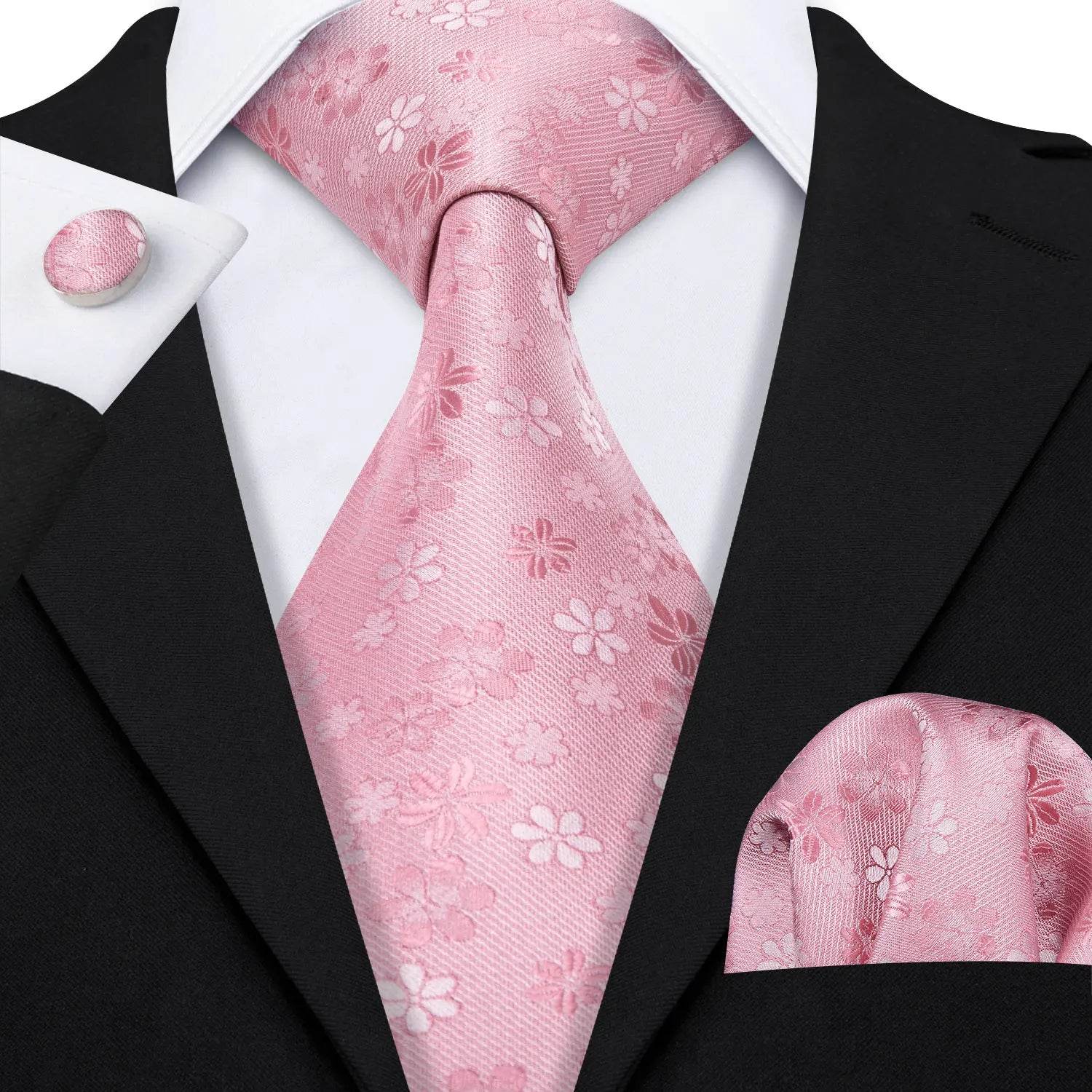 Floral Jacquard Silk Tie Set for Men - VacationGrabs
