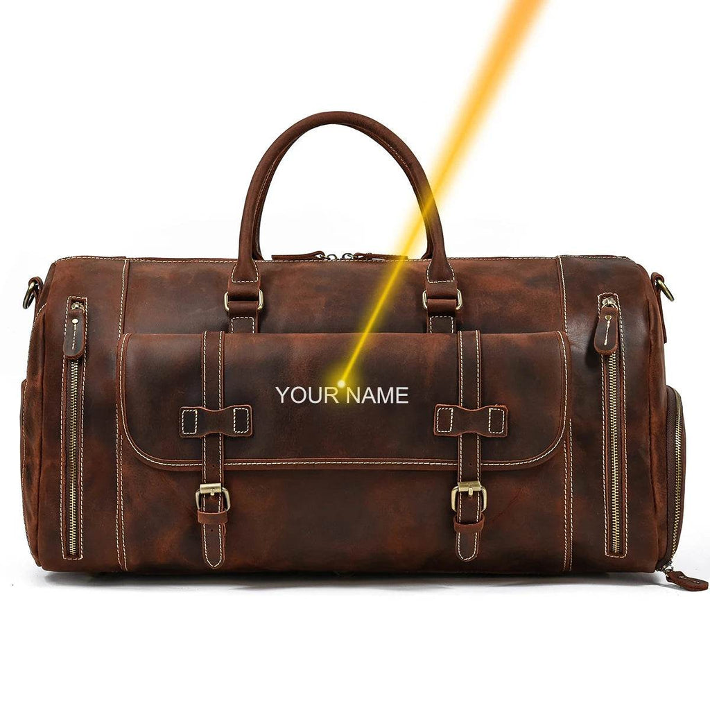 Crazy Horse Leather Duffle – Large Capacity Travel Weekender - VacationGrabs