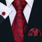 Red Plaid Silk Tie Set for Men - VacationGrabs