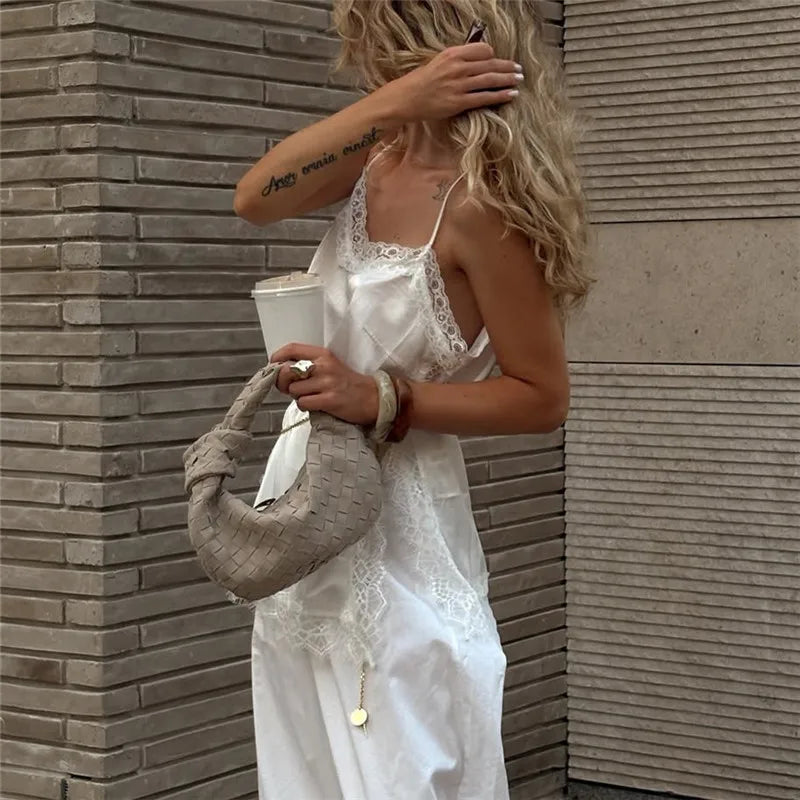 VacationGrabs Lace Trim Satin Cami Tank Tops for Women Spaghetti Strap Sexy V Neck Silk Camisole Going Out Party Club Shirts
