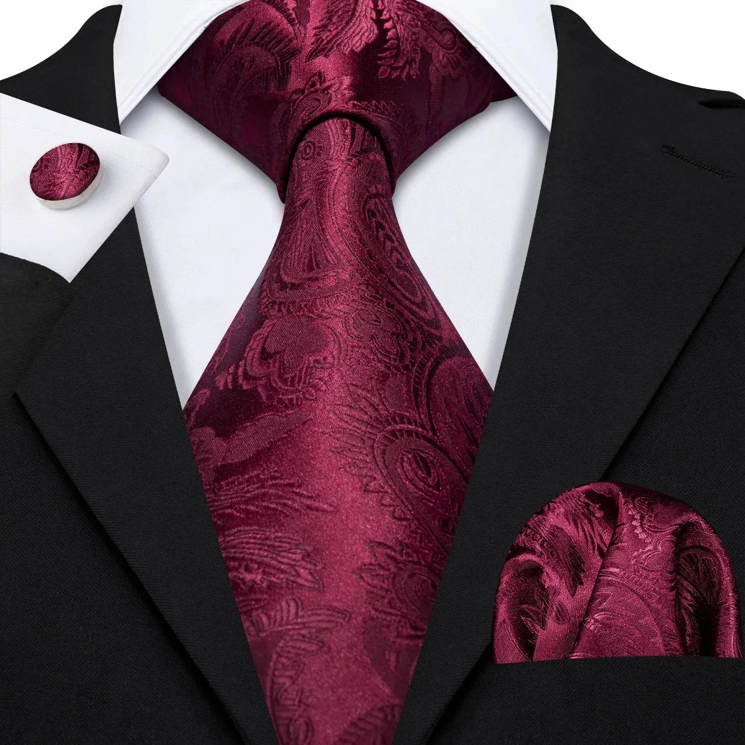 Floral Jacquard Silk Tie Set for Men - VacationGrabs