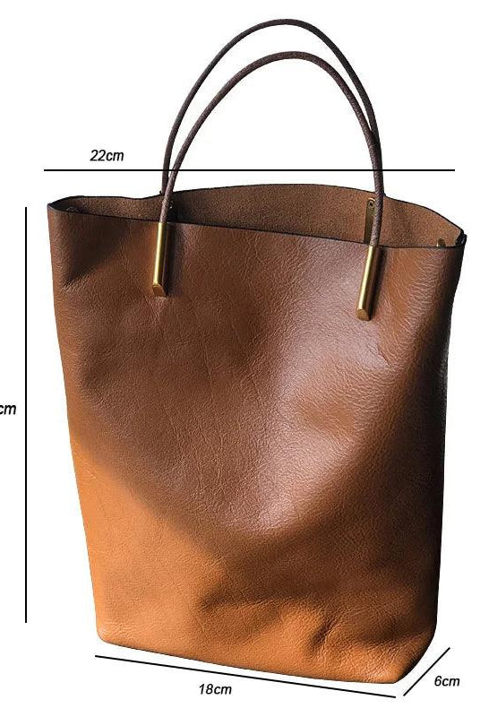  Simple Genuine Leather Women's Bucket Bag Natural Soft Leather
