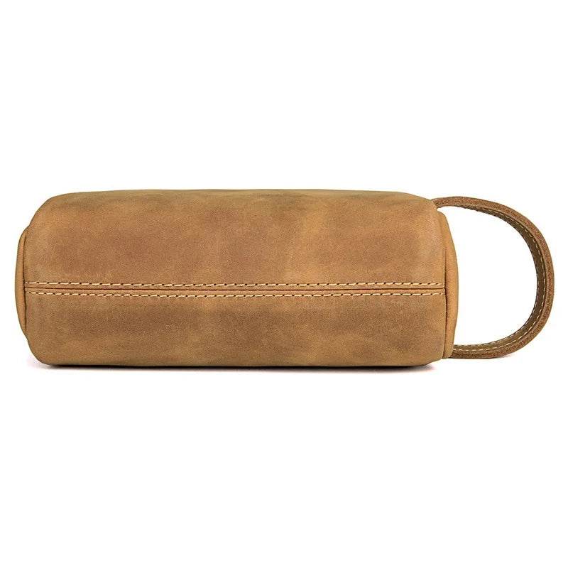 Genuine Leather Cosmetic Bag with Wrist Belt for Men & Women - VacationGrabs
