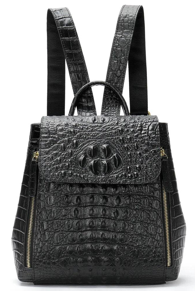  Textured Crocodile Pattern Leather Daypacks for Women 5 Colors