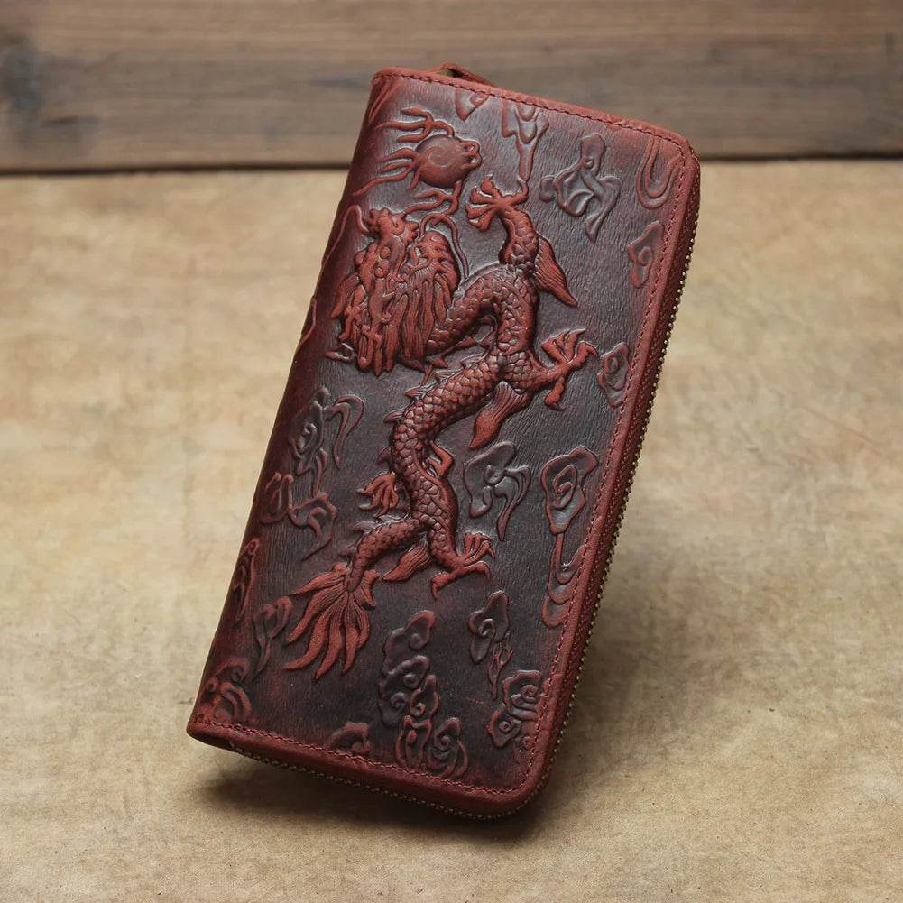 Luxury Men’s Leather Clutch Wallet Embossing Cowhide Long Purses - VacationGrabs