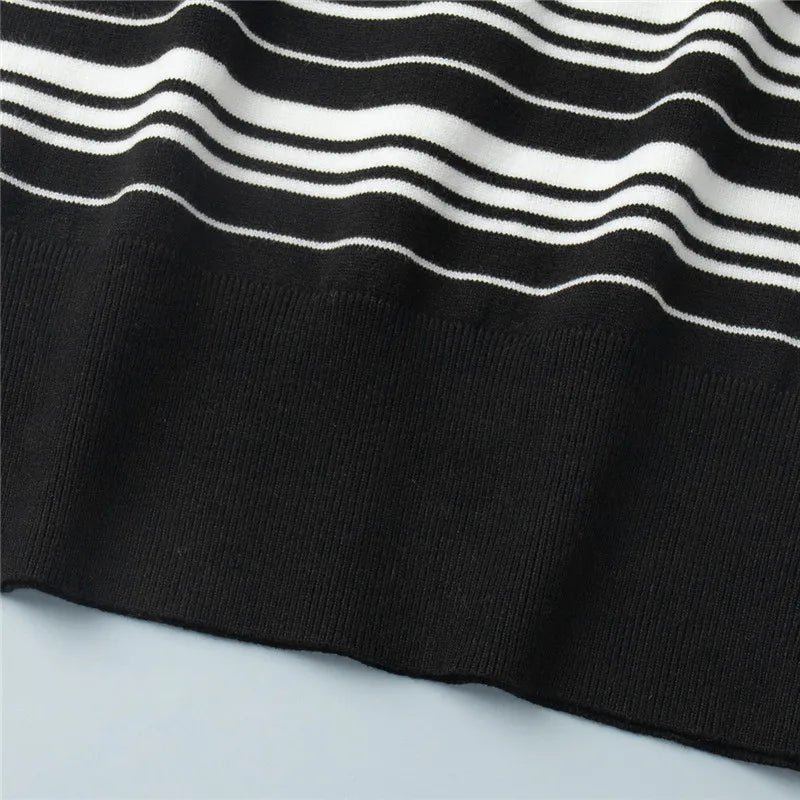 VacationGrabs Striped Sweater Women Long Sleeve Button Front Pullover Casual Crew Neck Tops Pullover Sweatshirt Fall Winter Outwear