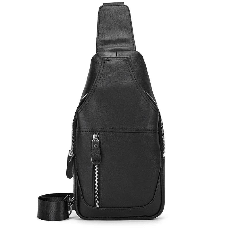 Casual Men’s Leather Chest Bag Sling Crossbody Shoulder Bag - VacationGrabs