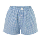 VacationGrabs Women Y2k Gingham Boxer Shorts Stripes Button Elastic Waist Boxers Cute Mini Bloomers Plaid Loose Fit Boy Shorts