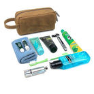 Genuine Leather Cosmetic Bag with Wrist Belt for Men & Women - VacationGrabs