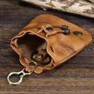 Creative Handmade Leather Coin Purse Retro Style with Silver Bag Design - VacationGrabs