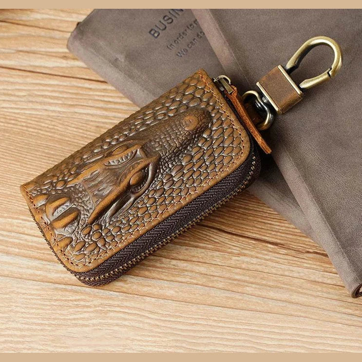 Alligator Pattern Leather Key Wallet for Car Keys Genuine Leather Key Case - VacationGrabs