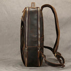 Vintage Travel Backpack Crazy Horse Leather Double Zipper Bag - VacationGrabs