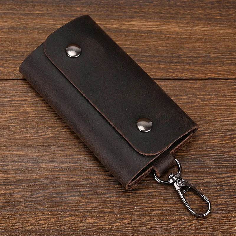 Genuine Leather Key Case for Men & Women Crazy Horse Wallet Key Holder - VacationGrabs