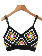 Boho Crochet Cropped Camis Tank Top Handmade Knittted - VacationGrabs