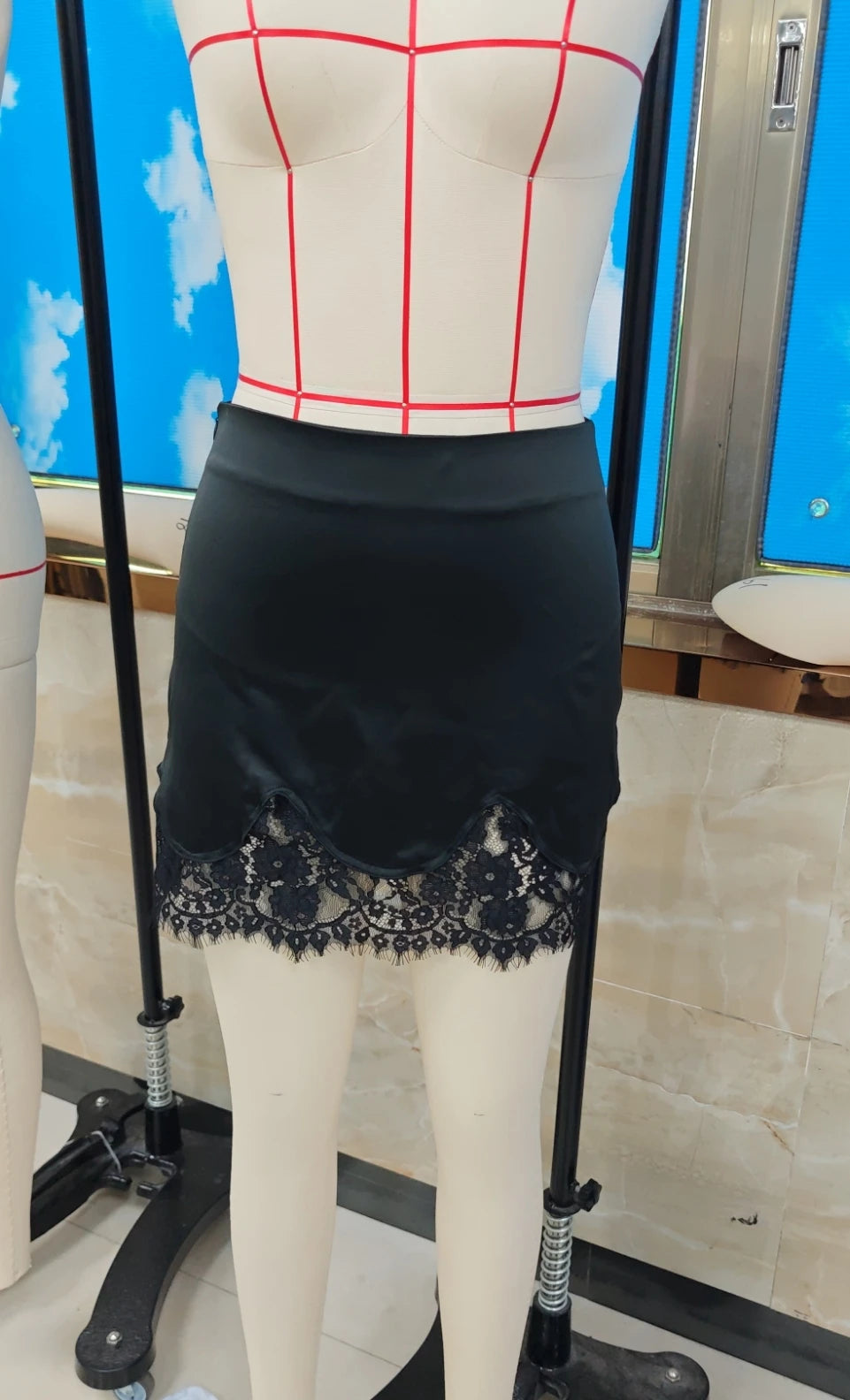 VacationGrabs Sexy Solid Lace Patchwork Skirt Women Fashion Straight Irregular Street Short Skirts Female Party Lady Mini Bottoms