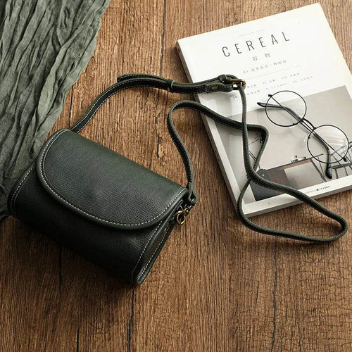 Cowhide Leather Vintage Crossbody Bag for Women Small Sling Bag - VacationGrabs