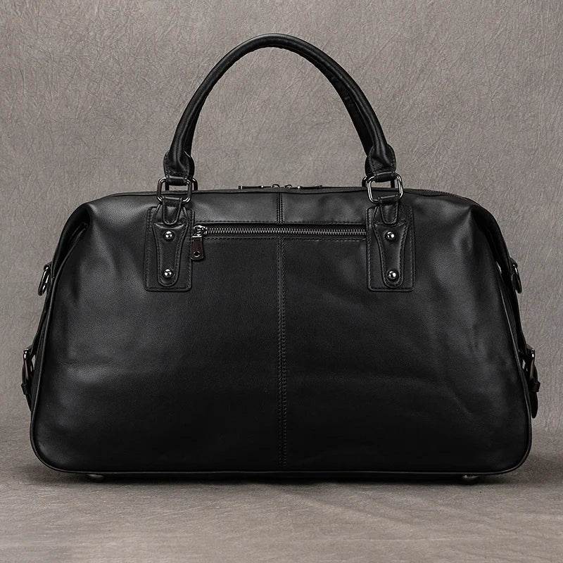 Soft Cowskin Leather Duffle Bag for Men & Women Weekend Travel - VacationGrabs