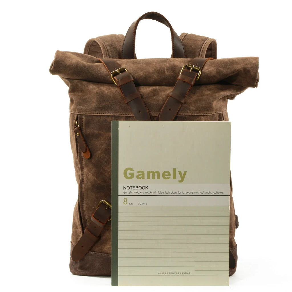Vintage Oil Wax Canvas Travel Backpack, 20-35L Unisex Daypack