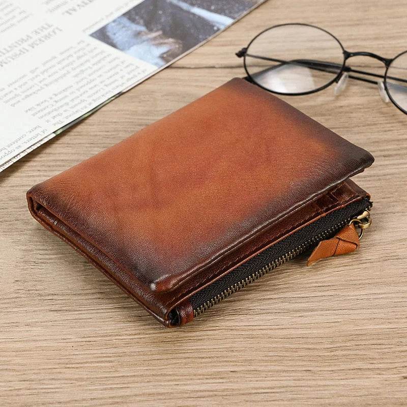 Men’s Leather Wallet for Cards Small Coin Purse Short Wallet - VacationGrabs